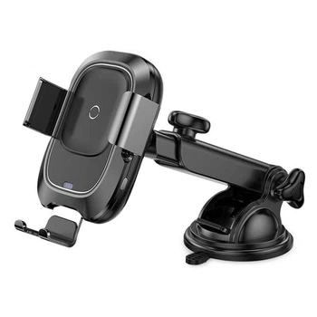 Беспроводное автомобильное зарядное устройство Держатель Baseus Smart Vehicle Bracket Sucker с технологией Qi 10W Черное