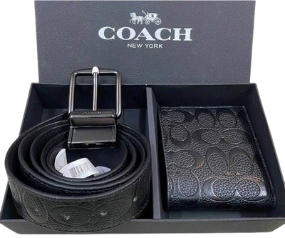 Подарунковий набір Coach шкіряний гаманець та ремінь Boxed Wallet And Belt Set In Signature Canvas #4