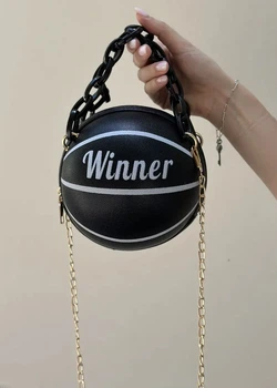 Жіноча чорна кругла сумка WINNER м'яч на ланцюжку