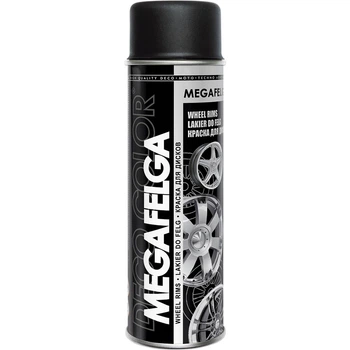 Фарба для дисків акрилова аерозольна "Megafelga" Decocolor чорний мат 500мл