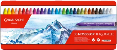 Пастель воскова Water-soluble Caran d'Ache Neocolor II металевий бокс 30 кольорів (7610186243301)