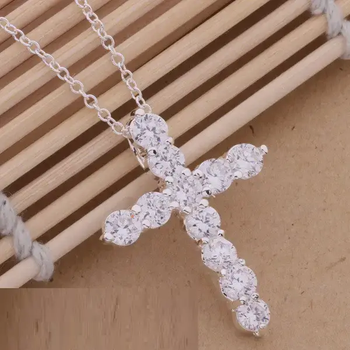 Кулон підвіска хрест хрестик Тіффані tiffany кристали камені стерл. ср. сріблястий