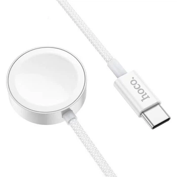 Зарядний бездротовий пристрій Hoco CW59 сумісний з моделями Apple Watch (серії 1–9, SE, Ultra) та Samsung Galaxy Watch (серії 2–6) Білий
