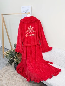 Жіночий халат Family Tradition мікрофібра з вишивкою 54 червоний Богіня