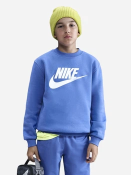 Дитячий теплий світшот на флісі для хлопчика Nike K Nsw Club Flc Crew Ls Hbr FD2992-411 S 128-137 см Comet Blue/White (198482244545)