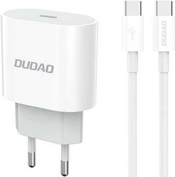 Ładowarka sieciowa Dudao A14EUC USB-C PD 20W + kabel USB-C - USB-C White (6976625332984)