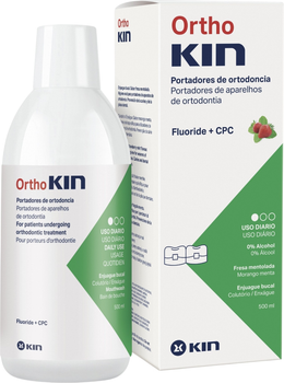 Płyn do płukania jamy ustnej Kin OrthoKIN truskawkowo-miętowy 500 ml (8436026215623)
