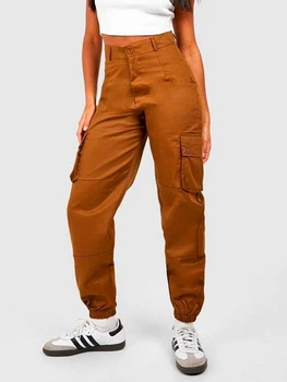 Брюки женские Boohoo QD1133 030_02 36 Коричневые (KAY2000001572221)