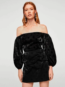 Спідниця жіноча Mango 13087640_оксамит.горох_16 XS Чорна (KAY2000001057049)