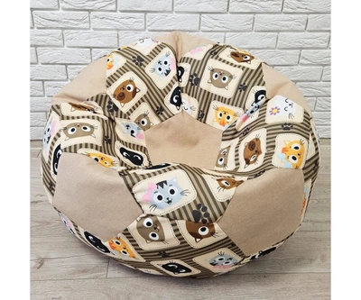 Крісло-м'яч рогожка "Коти" KatyPuf 80см