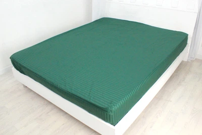 Простынь на резинке MirSon Satin Stripe 30-0017 Green 180 х 190 см (2200005254417)