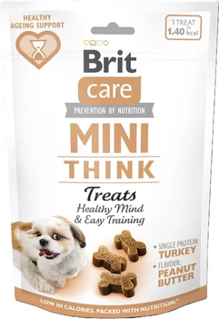 Ласощі Brit Care Mini Treats Think для собак малих порід, для підтримки розумових здібностей, з індичкою, смак арахісового масла 50 г (8595602578559)