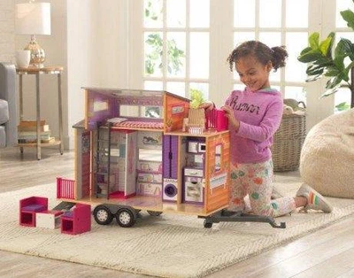 Дерев'яний ляльковий будиночок KidKraft Teeny House 65948 дитячий іграшковий будиночок трейлер для ляльки, будинок на колесах, будинок причіп