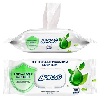 Салфетки влажные с антибактериальным эффектом алоэ экстракт Horoso 100шт/уп HR-415