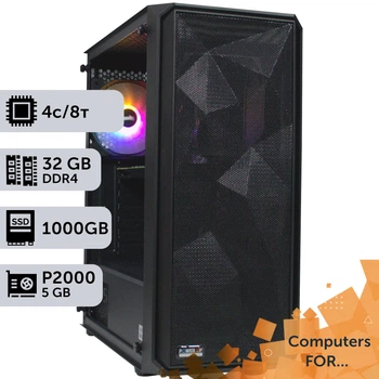 Компьютер Power Up #8 для Illustrator / Core i3 14100F / 32 GB / SSD 1TB / NVIDIA Quadro P2000 5GB для видеомонтажа анимационного дизайна и постобработки