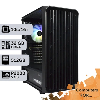 Компьютер Power Up #1 для AutoCad / Core i5 13400F / 32 GB / SSD 512GB / NVIDIA Quadro P2000 5GB для видеомонтажа анимационного дизайна и постобработки