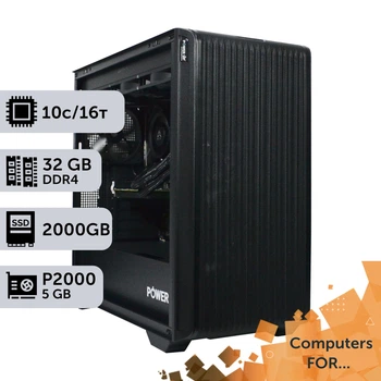 Компьютер Power Up #2 для Photoshop / Core i5 13400F / 32 GB / SSD 2TB / NVIDIA Quadro P2000 5GB для видеомонтажа анимационного дизайна и постобработки