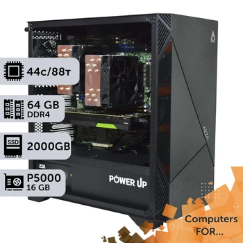 Компьютер Power Up #5 Blender / Xeon E5 2699 v4 x2 / 64 GB / SSD 2TB / NVIDIA Quadro P5000 16GB для видеомонтажа анимационного дизайна и постобработки