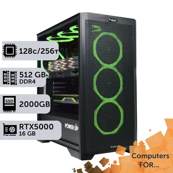 Компьютер Power Up #2 для ANSYS / AMD EPYC 7702 x2 / 512 GB / SSD 2TB / NVIDIA Quadro RTX5000 16GB для видеомонтажа анимационного дизайна и постобработки