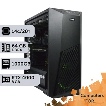 Компьютер Power Up #3 для AutoCad / Core i5 14600K / 64 GB / SSD 1TB / NVIDIA Quadro RTX4000 8GB для видеомонтажа анимационного дизайна и постобработки