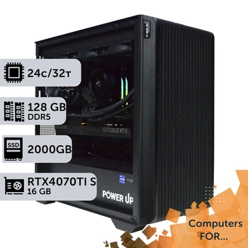 Компьютер Power Up #9 для DaVinci Resolve / Core i9 14900K / 128GB / HDD 6TB / SSD 2TB / GeForce RTX 4070Ti Super 16GB для видеомонтажа анимационного дизайна и постобработки