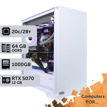 Компьютер Power Up #26 для Premiere Pro / Core i7 14700K / 64GB / HDD 6TB / SSD 1TB / GeForce RTX 5070 12GB для видеомонтажа анимационного дизайна и постобработки