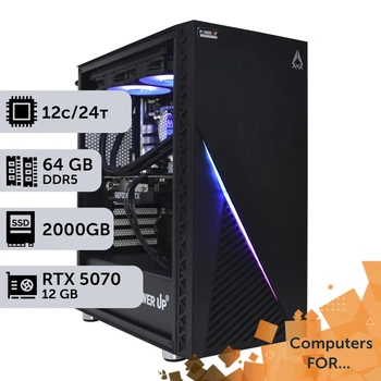 Компьютер Power Up #23 для After Effects / Ryzen 9 7900x / 64 GB / SSD 2TB / GeForce RTX 5070 12GB для видеомонтажа анимационного дизайна и постобработки