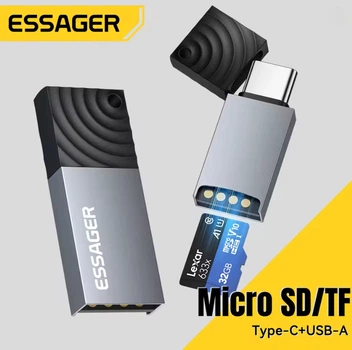 Essager кардрідер 2 в 1 TF SD з роз’ємами Type C та USB A адаптер для карт пам’яті для ПК і ноутбука