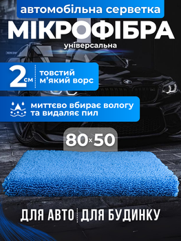 Автомобильная микрофибра салфетка полотенце JoyPro car microfiber 80x50 см большая тряпочка с микрофиброй универсальная влаговпитывающая для уборки пыли полировки авто автомобиля ванной кухни мягкая ткань микро фибра синий