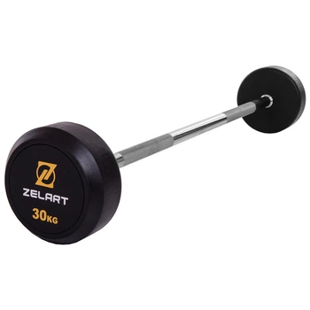 Штанга фиксированная прямая обрезиненная Zelart 2685-30 длина 95 см 30 кг
