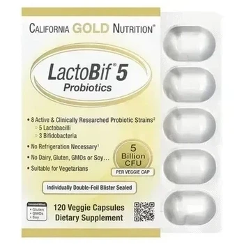 California Gold Nutrition, LactoBif, пробиотики, 5 млрд КОЕ, 120 вегетарианских капсул