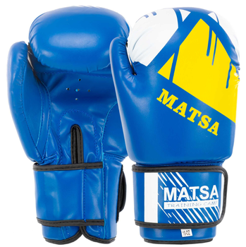 Перчатки боксерские PU MATSA MA-7301_Синий_12_унции