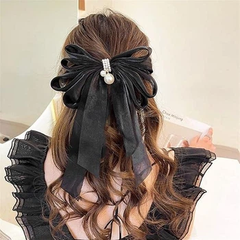 Бант для волосся на заколці бантик заколка шпилька Honey Fashion Accessories чорний (12-360)
