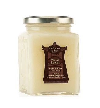 Масло карите с ароматом лотоса и франжипани La Sultane De Saba Beurre De Karite Lotus Et Frangipanier 300мл
