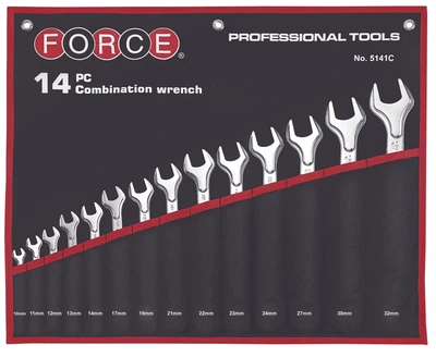 Набор ключей рожково-накидных дюймовых на холсте 14 ед. (5/16"-1-1/4") Force 5141SC