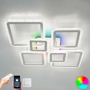 Управляемая светодиодная люстра Esllse OVAL ICE RGB 120W 7S SMART 3000-6500К 10000Лм 960x750x110-WHITE
