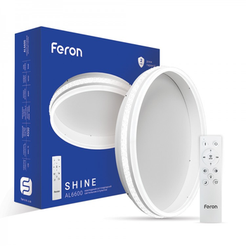 Світлодіодний світильник Feron AL6600 70W круг білий, 4480 Lm 2700K-6500K 400*400*80mm білий