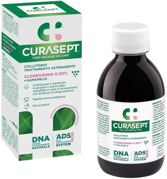 Ополіскувач для ротової порожнини Curasept ADS DNA 220 Astringent Pro 0,20% CHX + гамамеліс виргінський 200 мл (8056746073879)