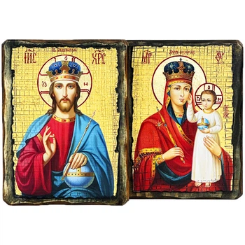 Иконы венчальные "Богородица Призри на смирение и Спаситель" под старину