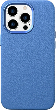 Etui iCarer Litchi Premium Leather Magsafe Back Case do Apple iPhone 14 Pro Light Blue (WMI14220710-LB)