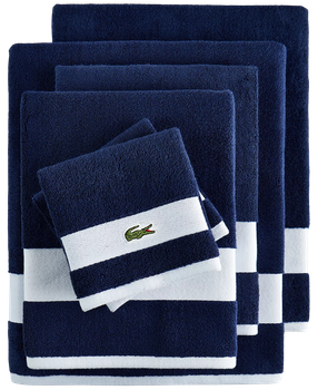 Набор 6 хлопковых полотенец Lacoste Home Heritage Sport Stripe Logo для ванной 132х76 см х 2 шт + 40х76 см х 2 шт + 33х33 см х 2 шт (1159840576)