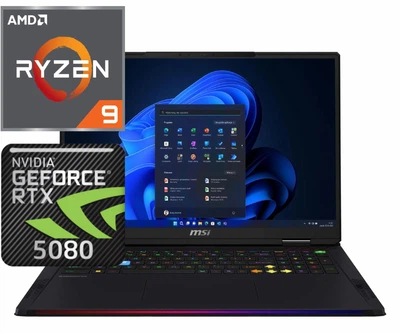 Ноутбук (2025) для гейминга MSI Raider A18 HX Ryzen 9 9955HX3D / 64GB / 1TB+2TB / Win11x Licensed / RTX5080 / 18" 4K 120Hz