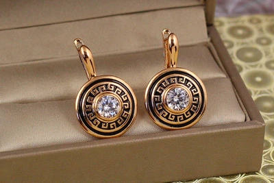 Серьги Xuping Jewelry солнце версач с чернением 2,1 см золотистые