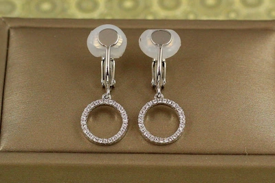 Серьги клипсы Xuping Jewelry обруч 2,9 см серебристые