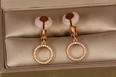 Сережки кліпси Xuping Jewelry обруч 2,9 см золотисті