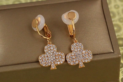 Серьги клипсы Xuping Jewelry дама треф 3,3 см золотистые