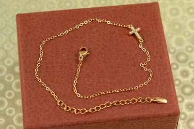 Браслет Xuping Jewelry на ногу з хрестиком 27 см золотистий