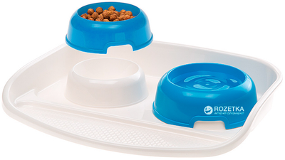Пластиковый поднос с мисками для кошек и собак Ferplast Maxi Lindo 0.5 л Синий (71920021-Blue)