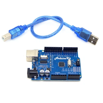 Плата для отладки программ Arduino Uno Rev3 (ch340) с USB-интерфейсом и кабелем