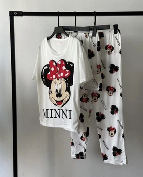 Женская пижама Minnie комплект 3 в 1 - футболка, шорты и штаны, размер универсальный 42-48